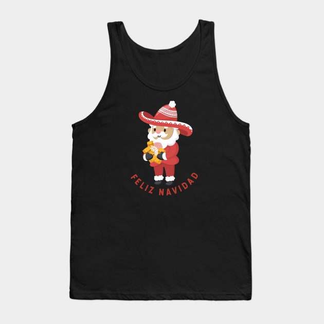 Feliz Navidad - Santa con pan dulce y tamales Tank Top by verde